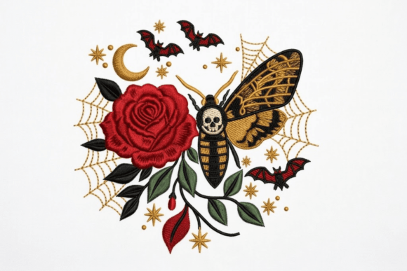 Death Goth Design 1 Death Moth Embroidery Designs & Graphics