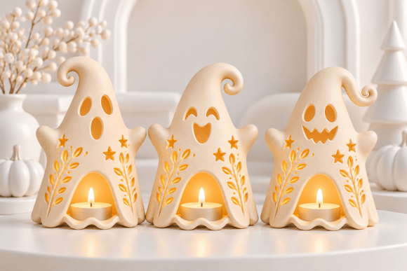 Halloween Ghost Candle Holder STL Set – 3 Tealight Ghost Designs to 3D Print - Image 3