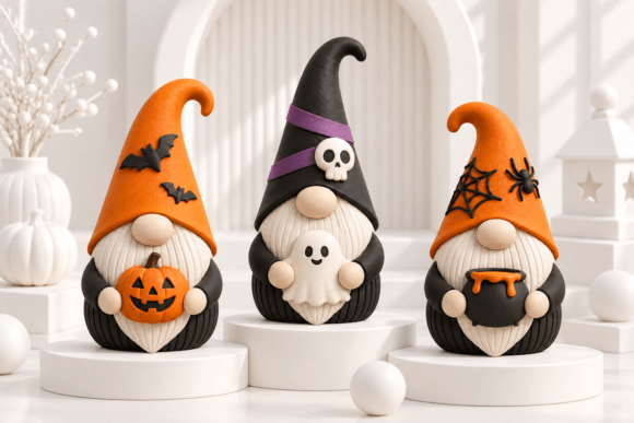 Halloween Gnome Figurine STL Set – 3 Spooky 3D Print Models - Image 1