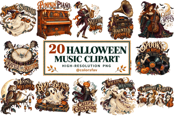 Halloween Music Clipart Bundle Spooky