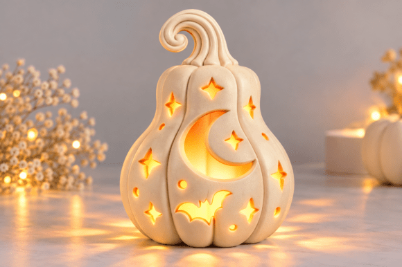 Halloween Pumpkin Lantern 3D STL – Printable Spooky Bat & Moon Decor - Image 2