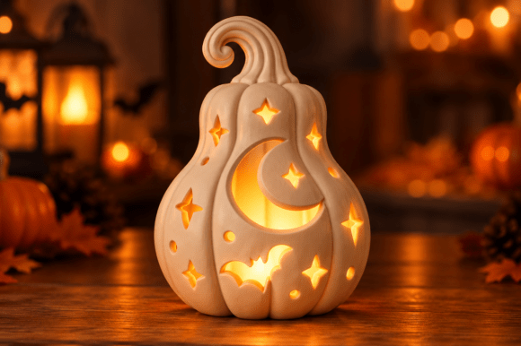 Halloween Pumpkin Lantern 3D STL – Printable Spooky Bat & Moon Decor - Image 4