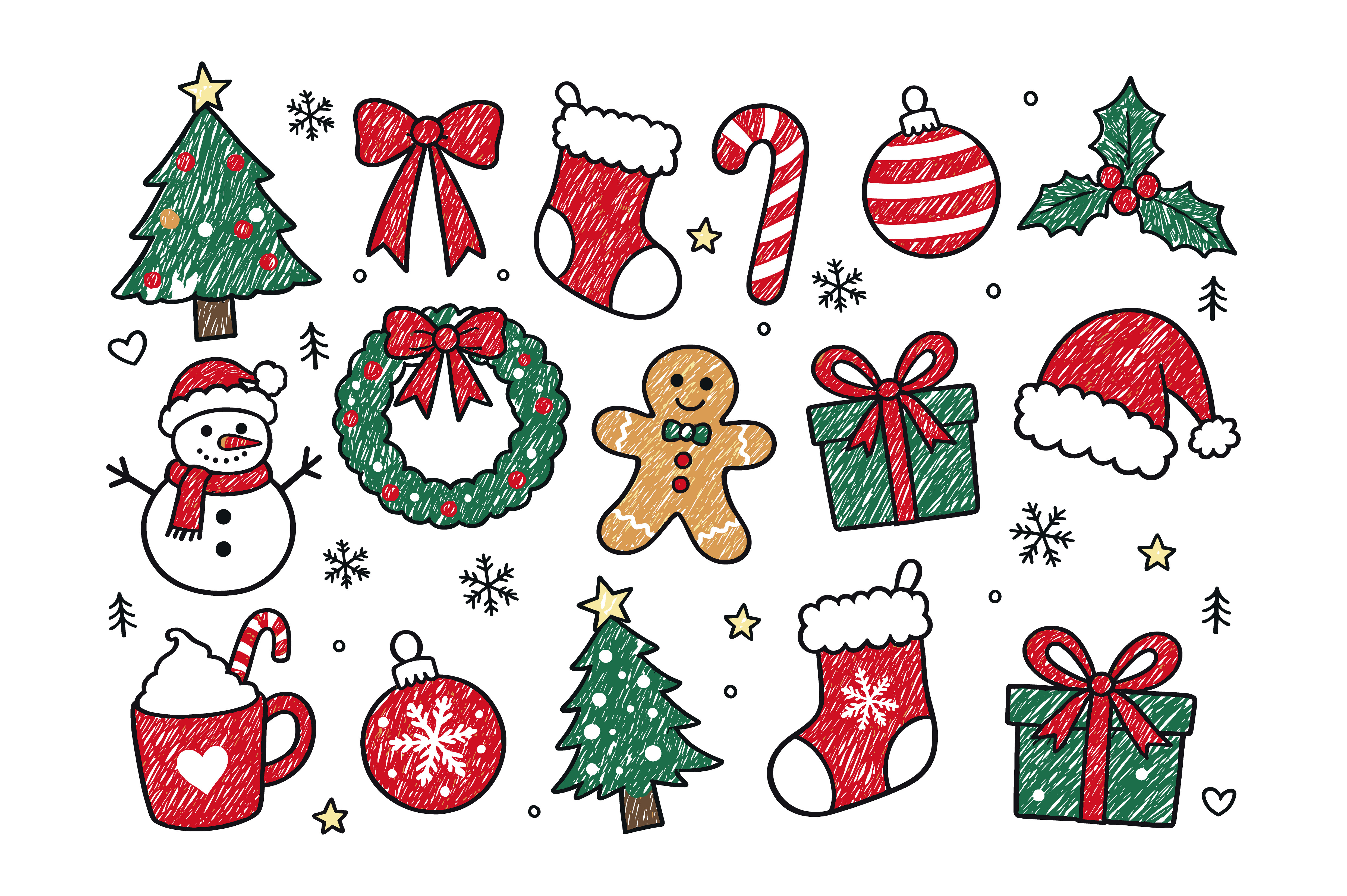 Hand Drawn Lettering Signage Hand Drawn Christmas Clipart Set Graphic by Rextore · Creative Fabrica