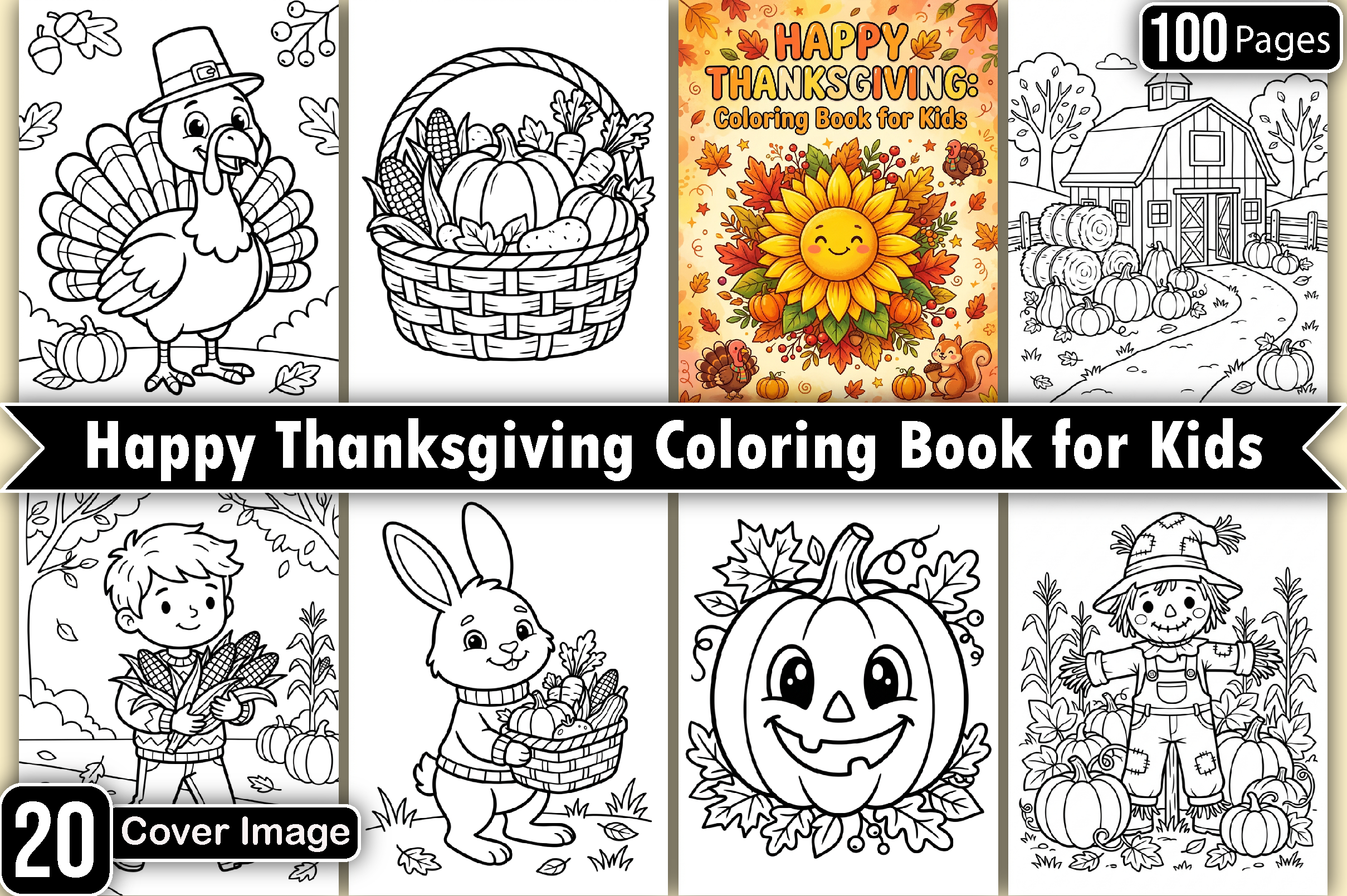 Happy Thanksgiving Coloring Pages Kids