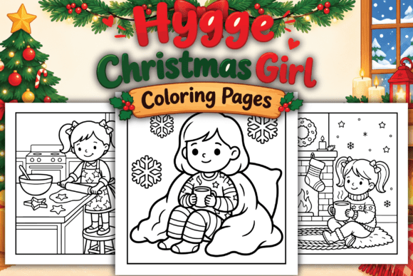 Hygge Christmas Girl Coloring Pages