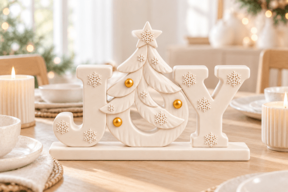 JOY Christmas Tree Sign STL – 3D Printable Holiday Decor File - Image 3
