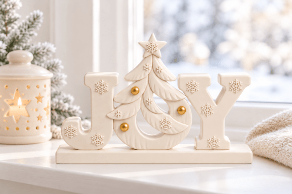 JOY Christmas Tree Sign STL – 3D Printable Holiday Decor File - Image 4