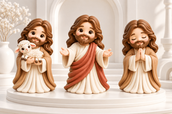 Jesus Figurine STL 3D Print Set – 3 Poses for Christian Décor - Image 2