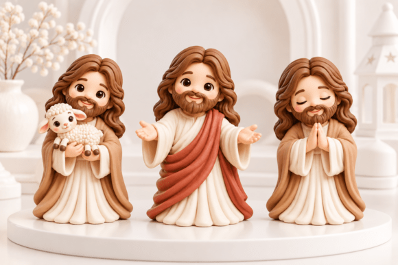 Jesus Figurine STL 3D Print Set – 3 Poses for Christian Décor - Image 3