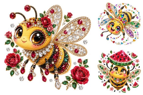 Jeweled Bee PNG Bundle