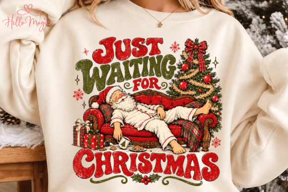 Just Waiting for Christmas Santa PNG