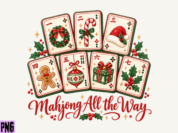 Mahjong Christmas Holiday PNG Design