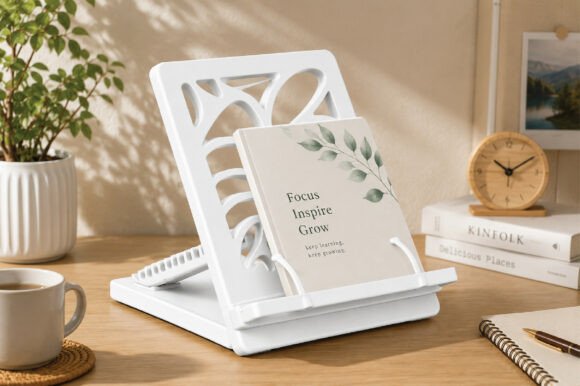 Modern Book Stand STL – Adjustable 3D Printable Reading Stand - Image 1