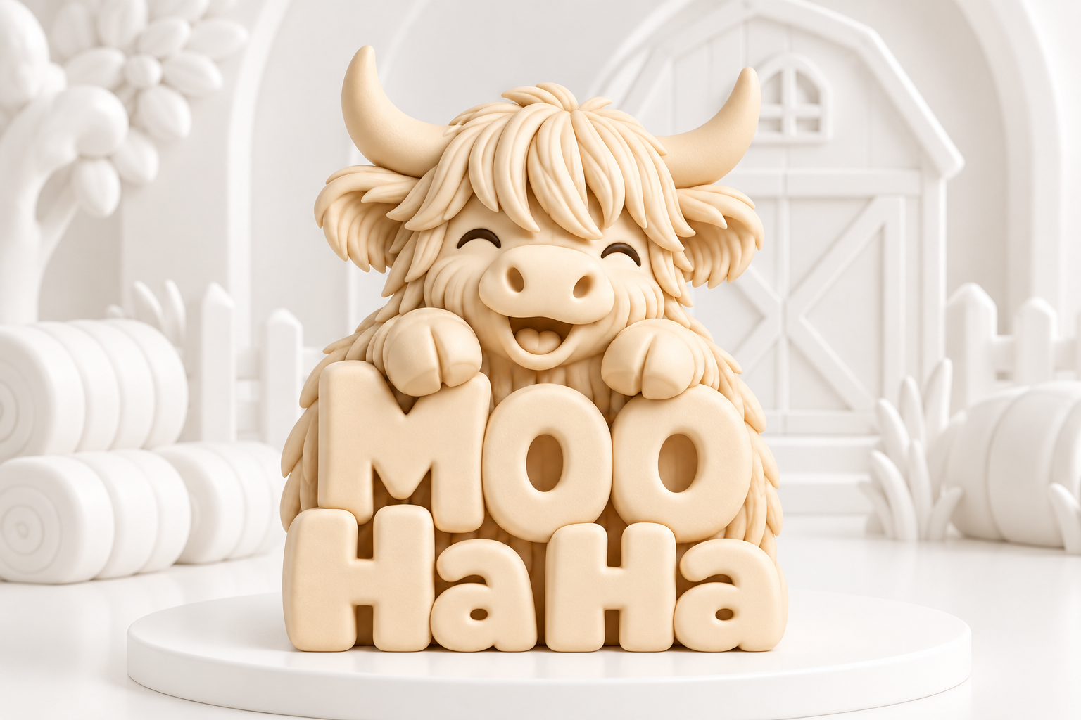 Moo Haha Highland Cow STL 3D Print Model - Cute Farmhouse Decor Download - Image 4