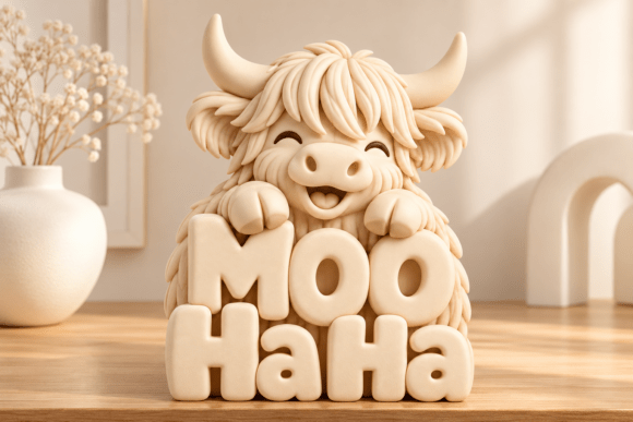 Moo Haha Highland Cow STL 3D Print Model - Cute Farmhouse Decor Download - Image 3