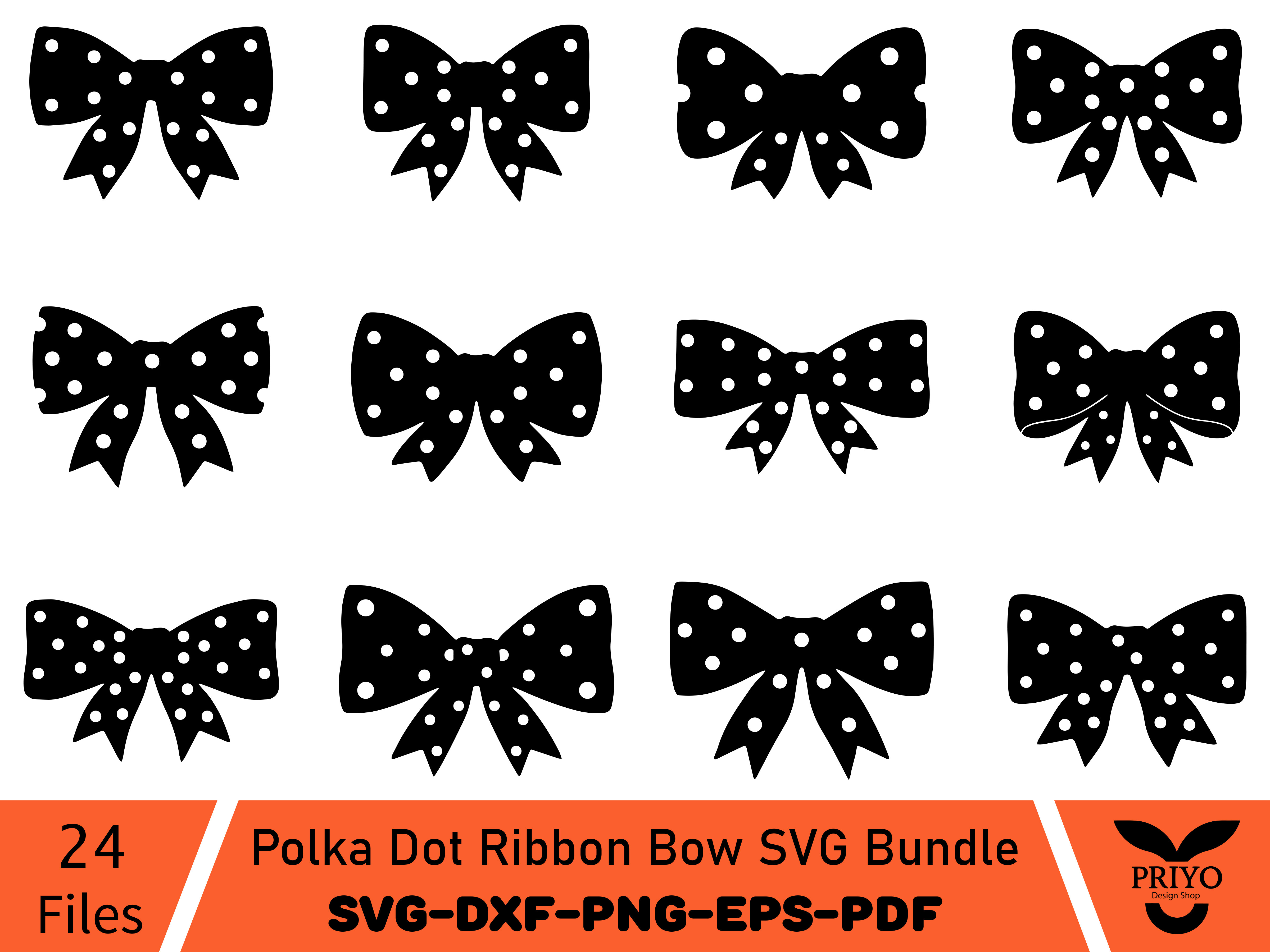 Polka Dot Ribbon Bow SVG Bundle