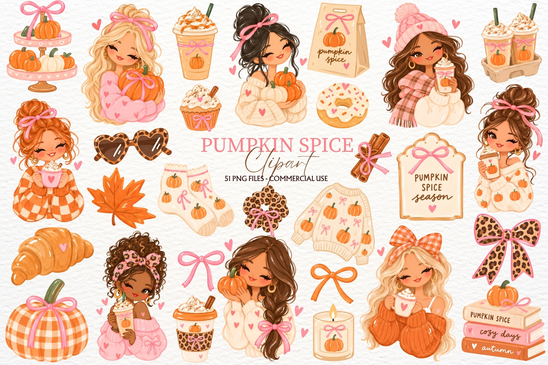 Pumpkin Spice Girl Clipart Fall Coffee