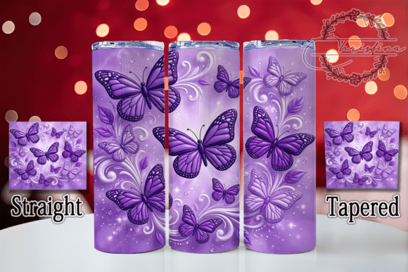 Purple Butterfly Filigree 20oz Tumbler