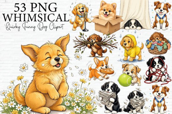 Quirky Funny Dog Clipart Bundle