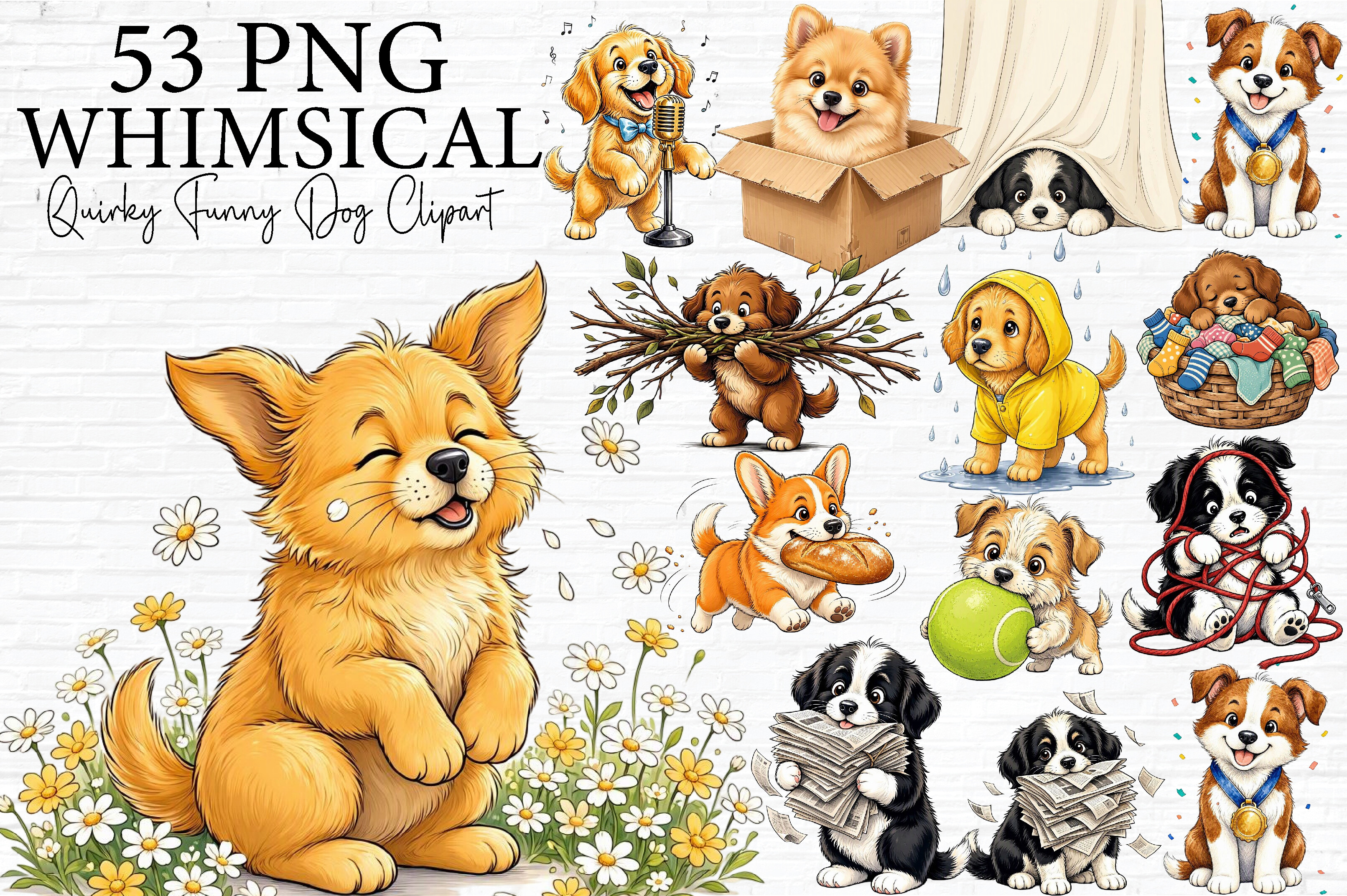 Quirky Funny Dog Clipart Bundle