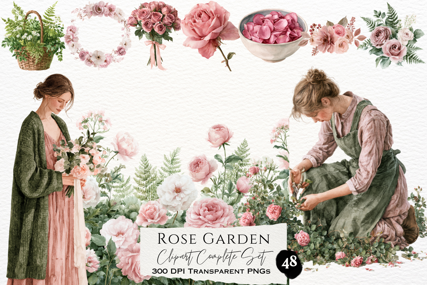 Rose Flower Garden Watercolor Set