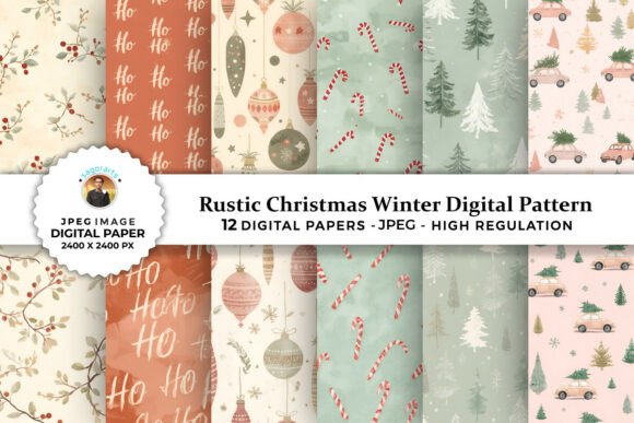 Rustic Christmas Winter Digital Patterns