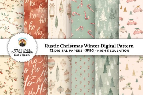 Rustic Christmas Winter Digital Patterns