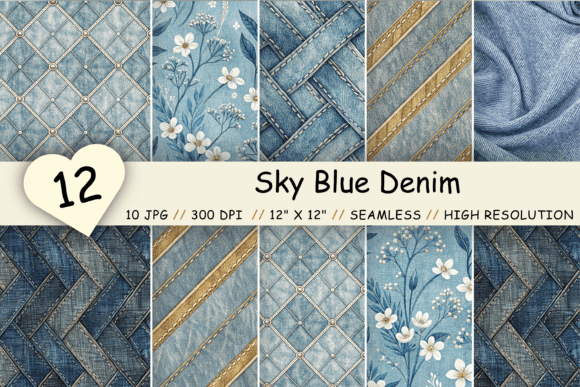 Sky Blue Denim Digital Paper Pack