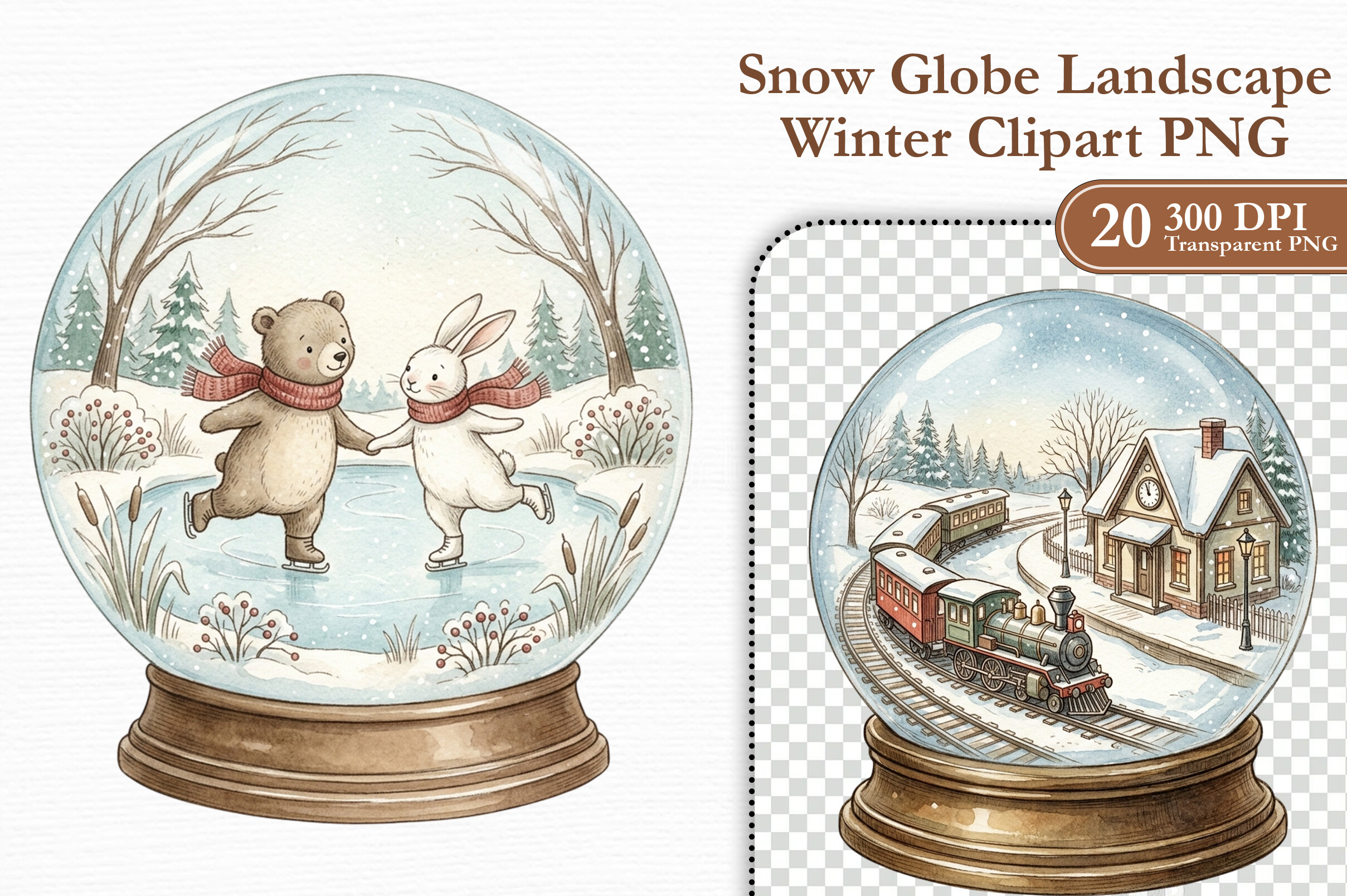 Snow Globe Landscape Winter Clipart PNG