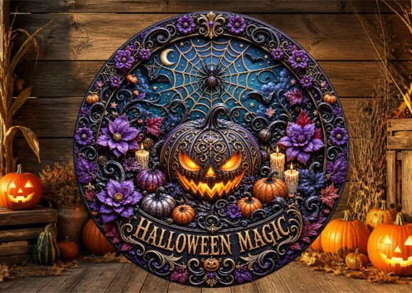 Spooky Spiderweb Halloween Door Sign