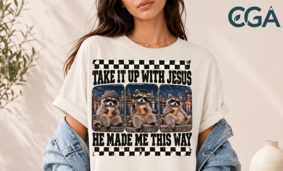 Take It Up with Jesus Raccoon PNG