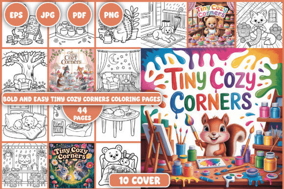 Tiny Cozy Corners Coloring Pages
