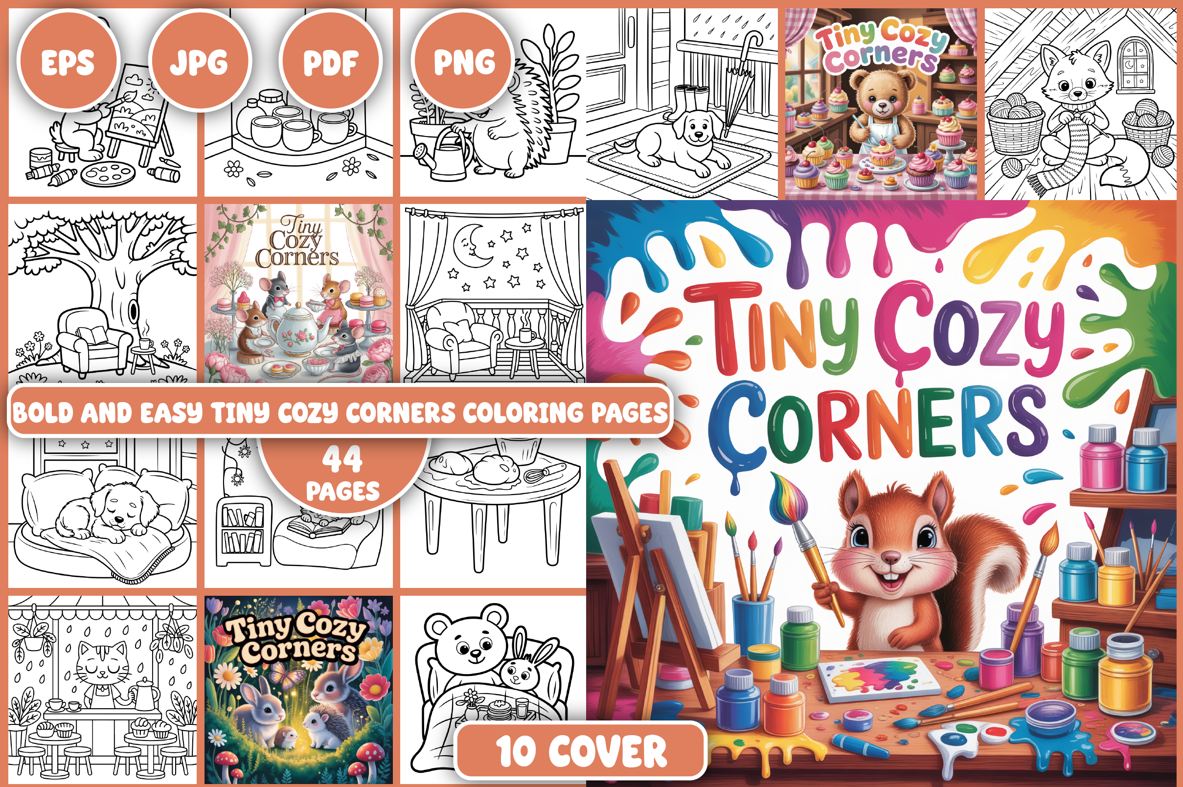 Tiny Cozy Corners Coloring Pages