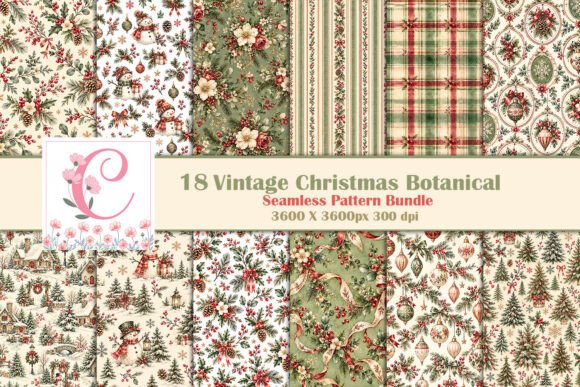 Vintage Christmas Botanical Digital