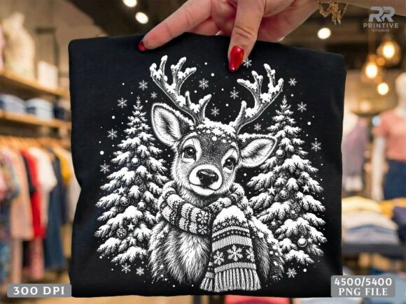 Vintage Christmas Reindeer PNG