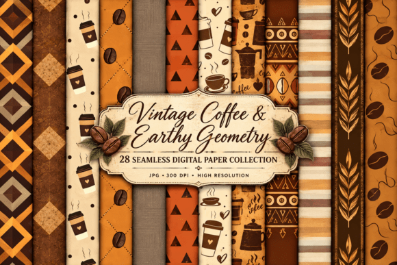 Vintage Coffee & Earthy Geometry Paper