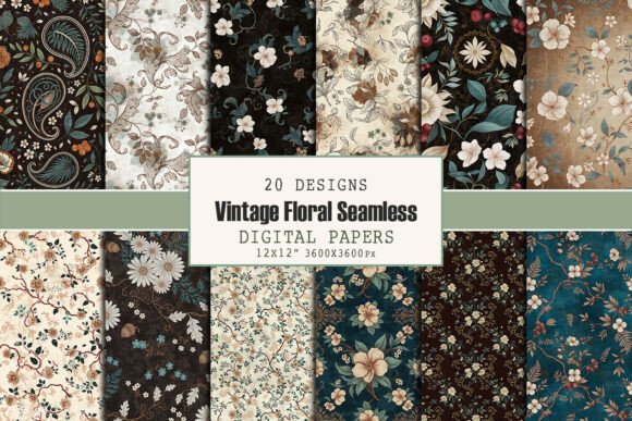 Vintage Floral Seamless Pattern Bundle