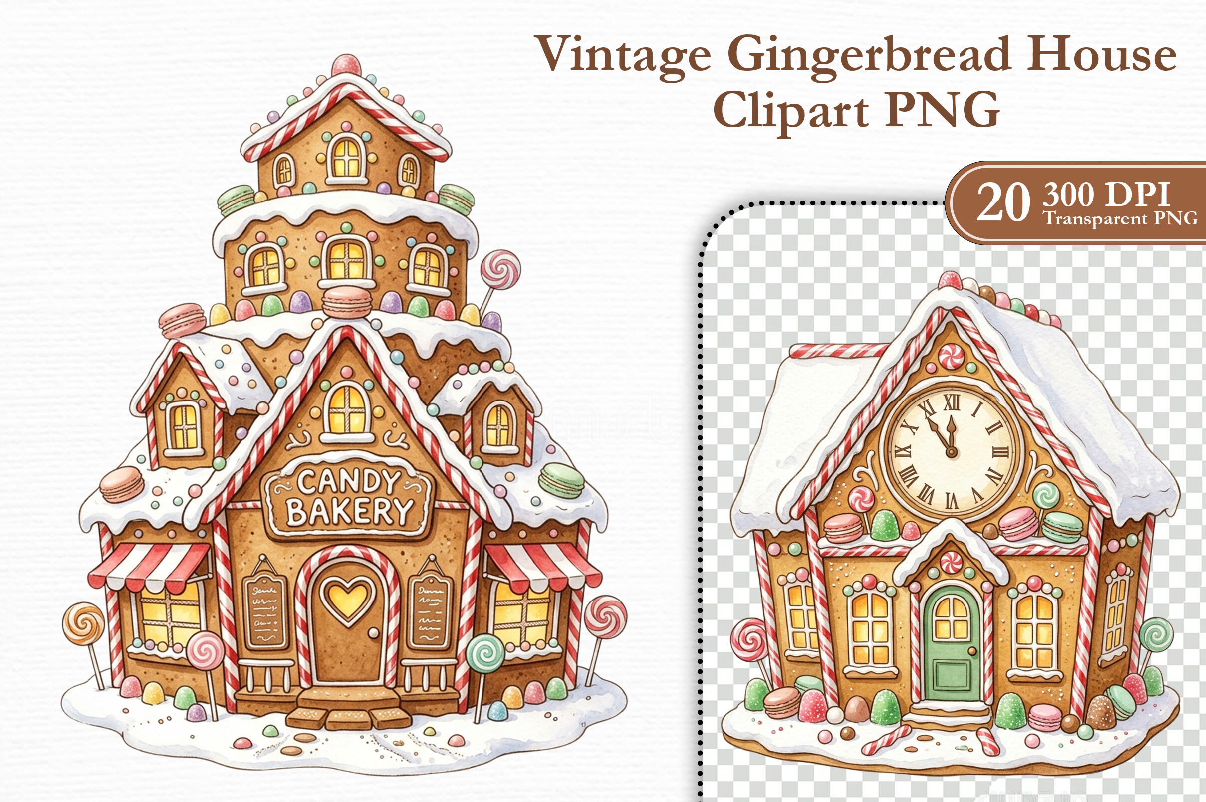 Vintage Gingerbread House Clipart PNG