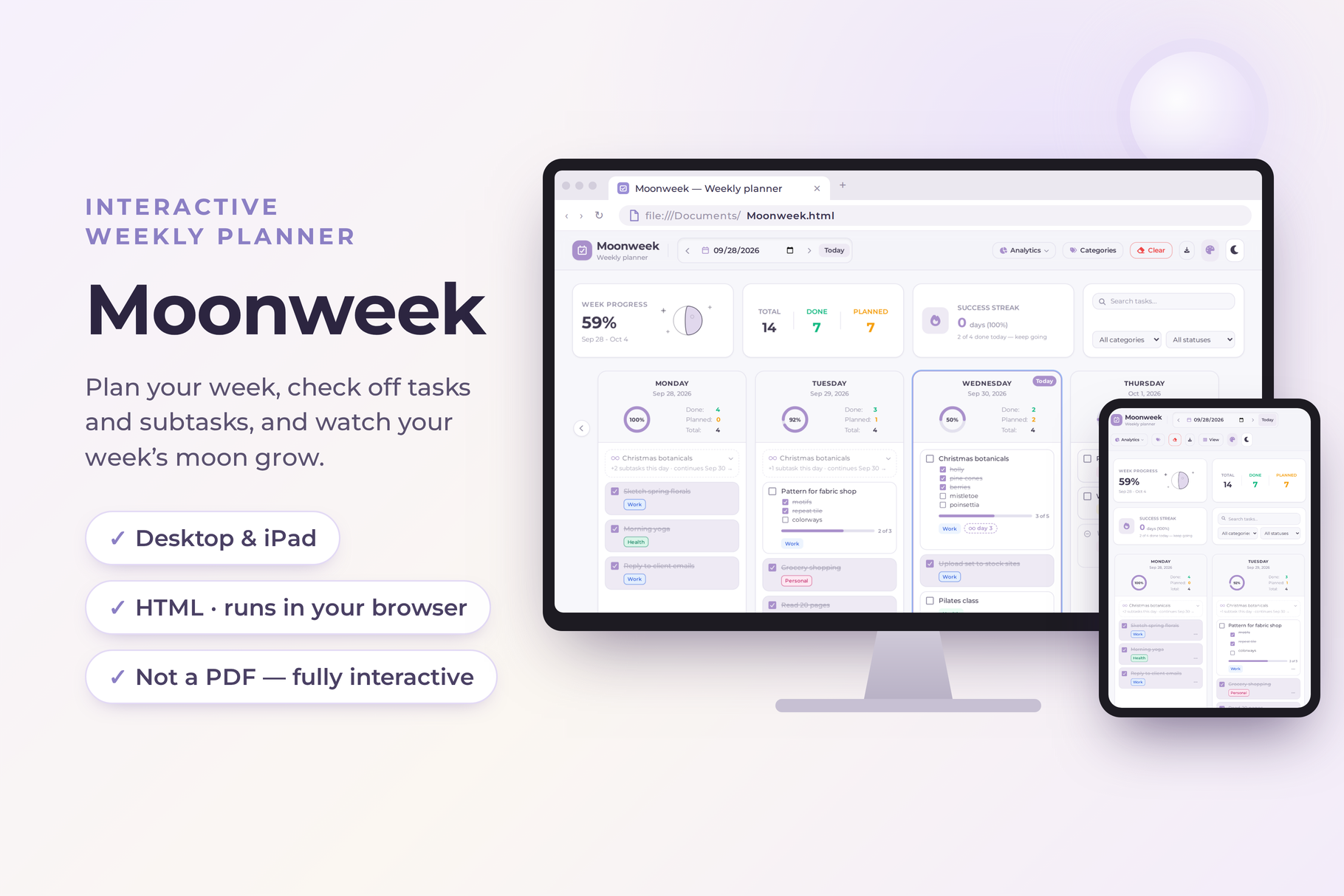 Weekly Planner Moonweek