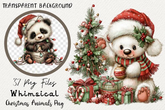 Whimsical Christmas Animals Png Bundle
