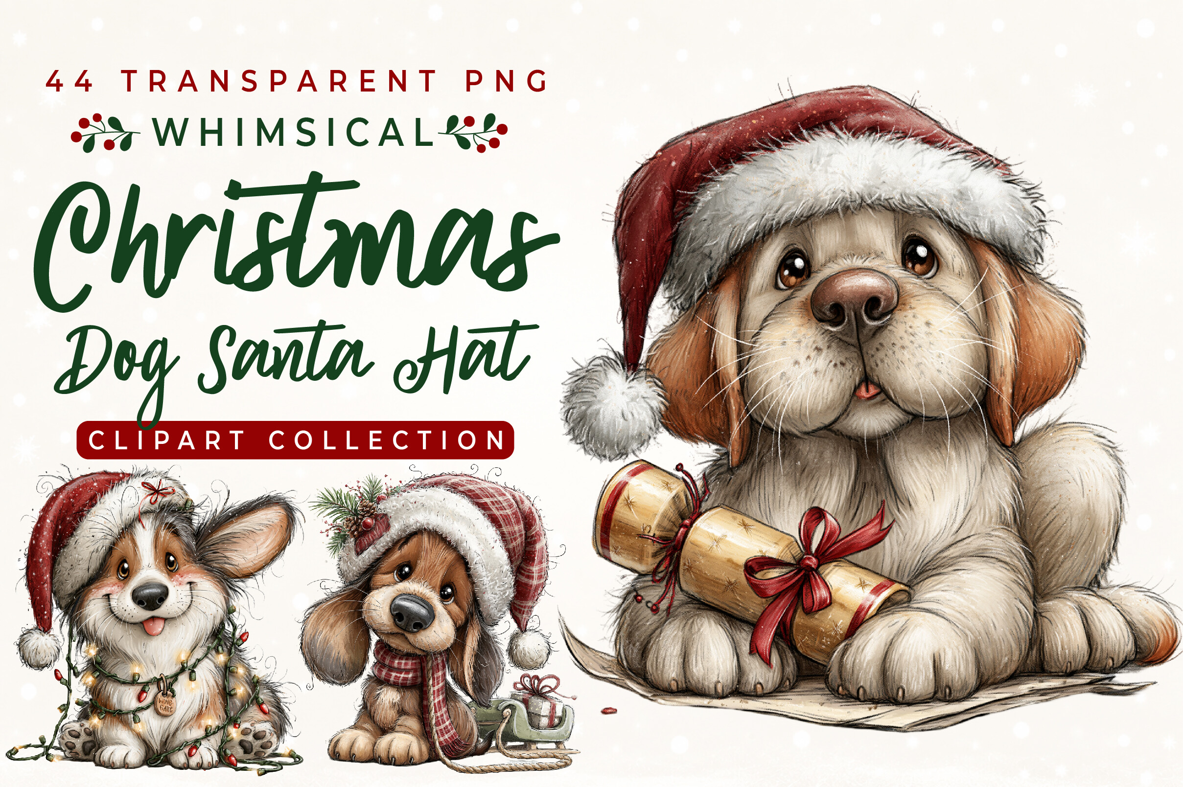 Whimsical Christmas Dog Santa Hat