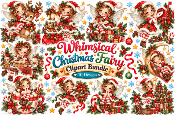 Whimsical Christmas Fairy Clipart Bundle