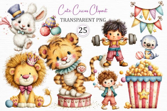 Whimsical Circus Digital Clipart Set