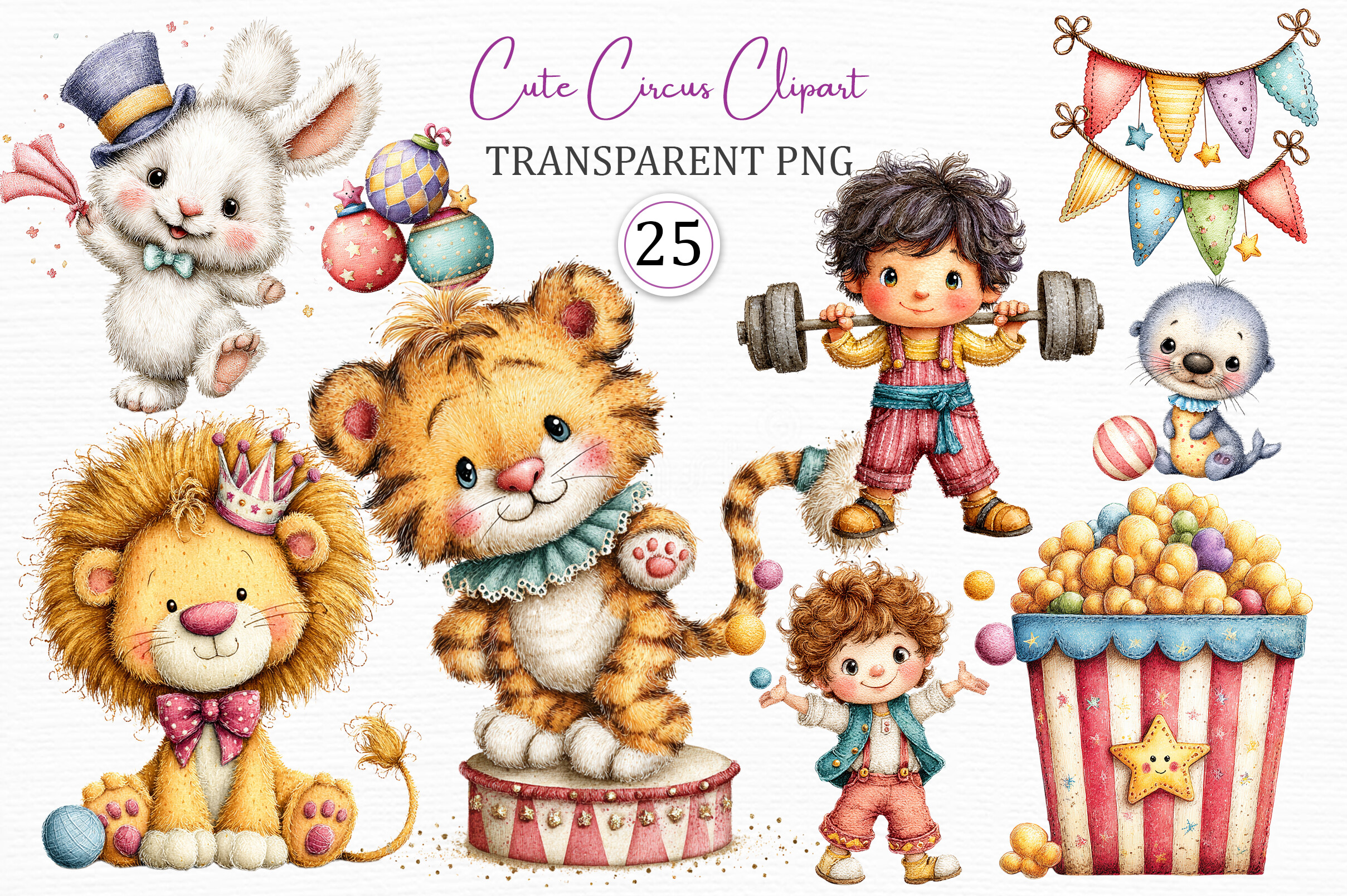 Whimsical Circus Digital Clipart Set