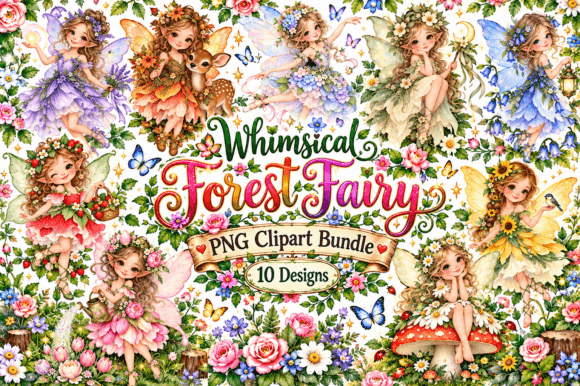 Whimsical Forest Fairy PNG Bundle