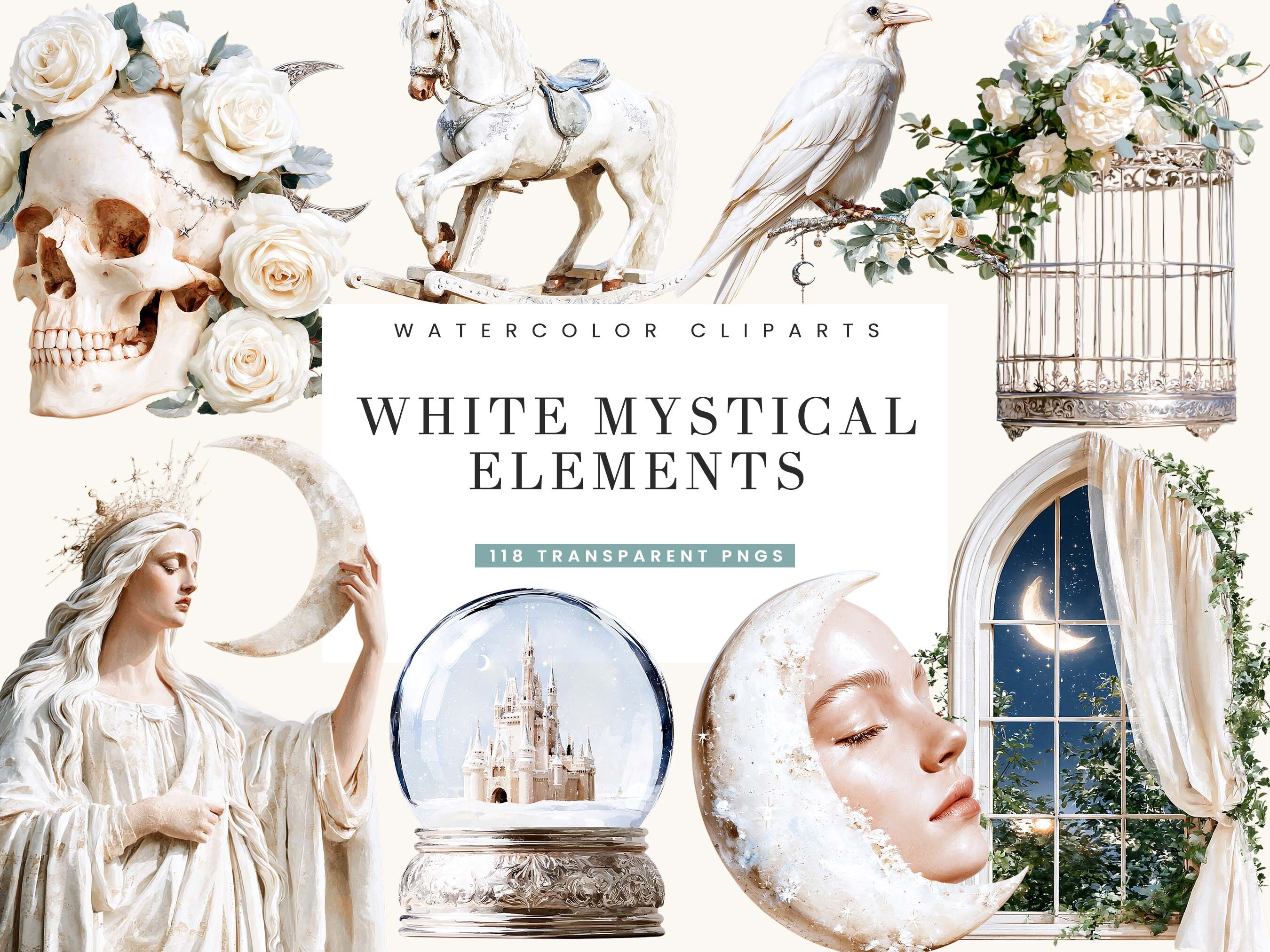 White Mystical Elements Clipart