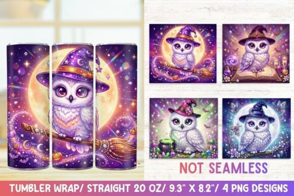 Witch Owl 20 OZ Skinny Tumbler Wrap Png.
