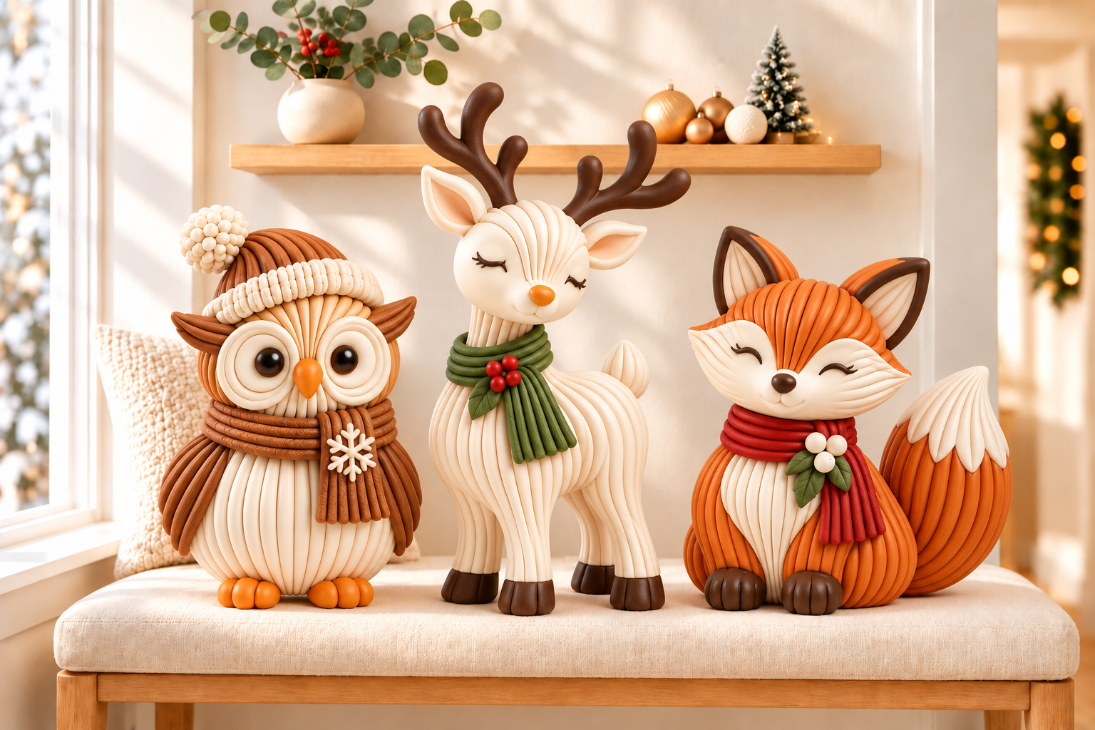 Woodland Christmas Animals STL – 3D Printable Owl, Reindeer & Fox Figurine Set - Image 4