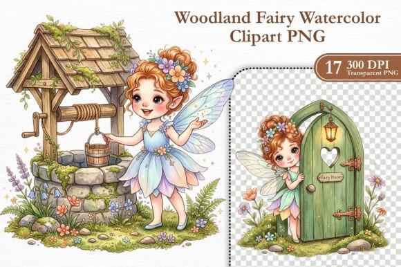 Woodland Fairy Watercolor Clipart PNG