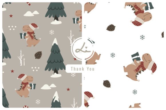 Cute Dinosaur Christmas Pattern